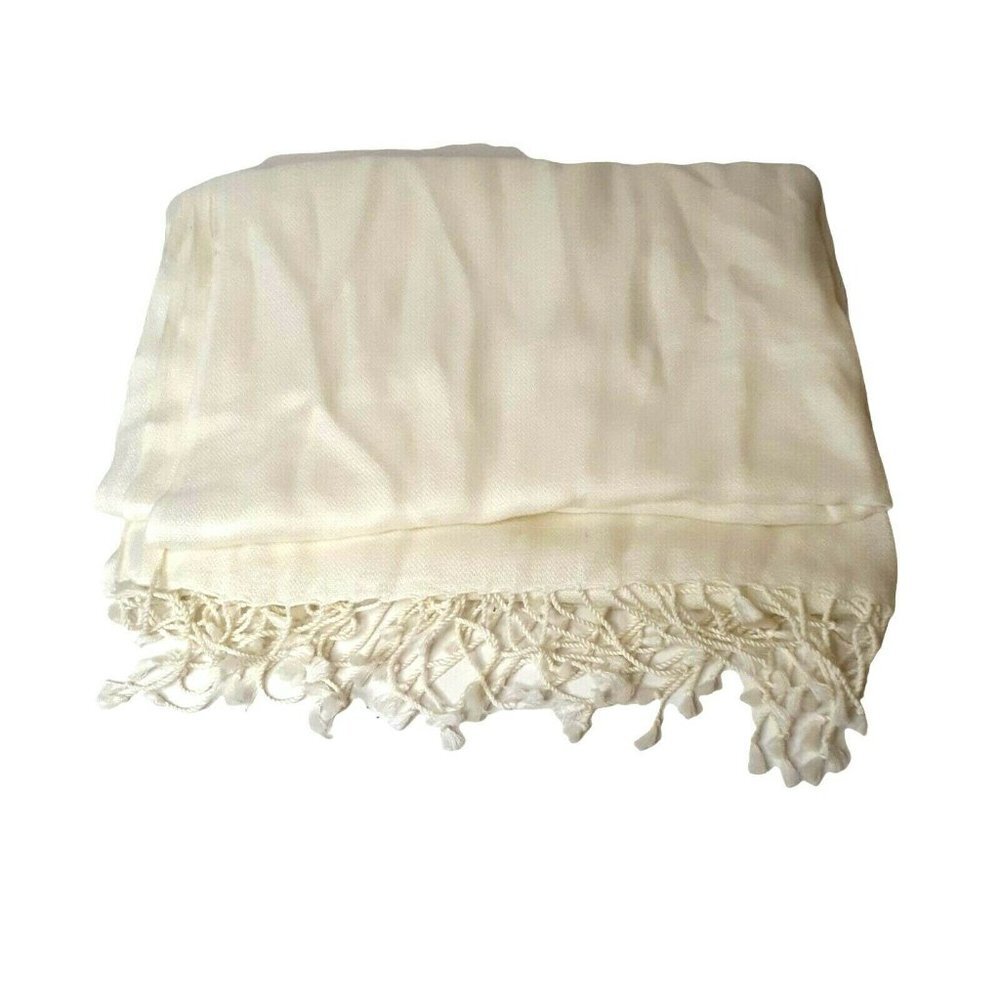 Tasseled Scarf Basic Solid Winter White Spring Lo… - image 3